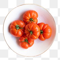 Natural fresh organic tomatoes in white bowl