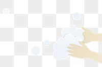 Washing hands with soap paper craft element transparent png