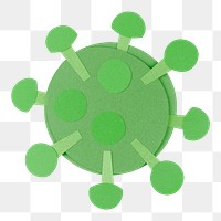 Green paper craft coronavirus cell element transparent png