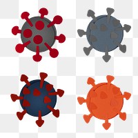 Paper craft coronavirus cell set transparent png