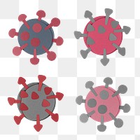 Paper craft coronavirus cell set transparent png