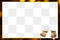 Gold bokeh frame png with two flutes