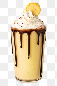Chocolate banana milkshake with whipped cream transparent png