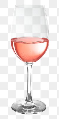 Png rose wine in a wine glass
