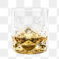 Png whiskey in a fancy glass mockup