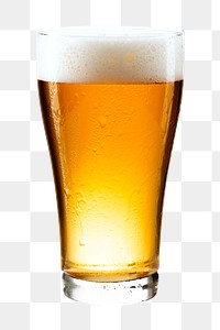 Beer with froth png in a glass mockup