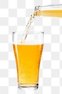 Beer pouring into a pint png from a beer bottle