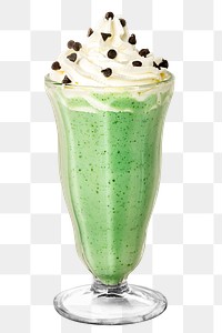 Matcha smoothie topped with whipped cream transparent png