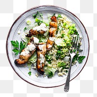 Chicken and vegetable skewers design element
