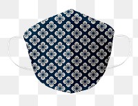 Navy blue floral pattern fabric mask design element