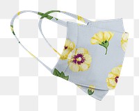 Yellow flowers pattern fabric face mask design element