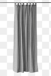 Gray drapery hanging from a curtain rod design element