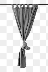 Gray drapery hanging from a curtain rod design element