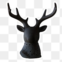 Decorative black ceramic deer head sticker design element