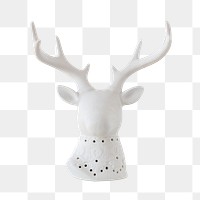 Decorative white ceramic deer head design element