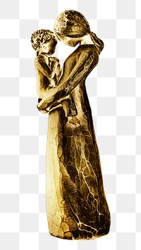 Golden mother holding her son resin figurine design element