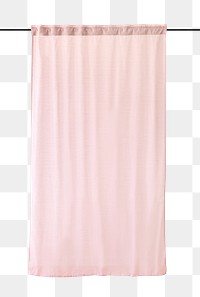 Pink drapery hanging from a curtain rod design element