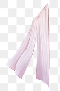 Pink drapery hanging from a curtain rod design element