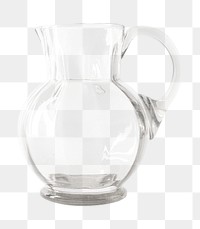 Empty transparent glass jug design element