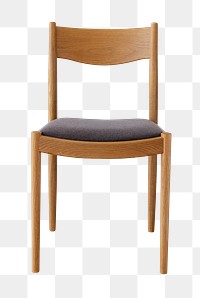 Wooden chair with gray cushion design element