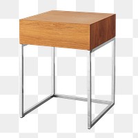 Square wooden stool with metal legs