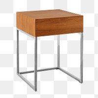 Square wooden stool with metal legs