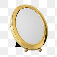 Round gold frame mirror design element