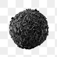 Black woodem ball with wooden chips design element