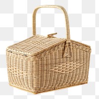 Brown wicker picnic basket design element