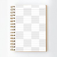 Ruled notebook mockup on a white table