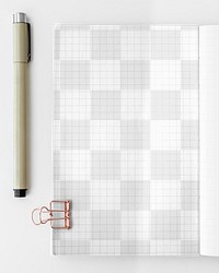 Blank grid patterned notebook page design element