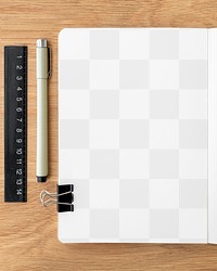 Blank notebook page with stationary design element