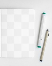 Blank plain white notebook page with a pen