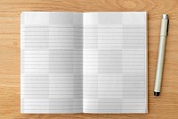 Blank plain white notebook page with a pen