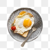Fried egg on toast png mockup flat lay food photography