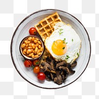 Holiday breakfast png mockup with egg on waffle food photography