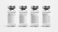 Four injection vial bottles with png label mockups