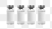 Four png injection bottles mockups with labels