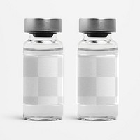 Two injection vial bottles with png label mockups