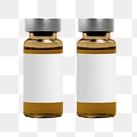 Brown two injection vial bottles png mockups with labels