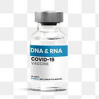 Png label on injection glass bottle mockup for COVID-19 DNA&amp;RNA vaccine
