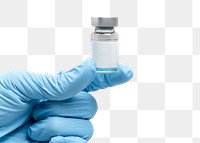 Png injection glass vial in gloved hand mockup