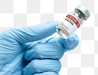 Png COVID-19 injection vial in scientist&#39;s hand mockup