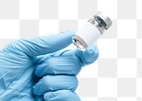 Png injection glass bottle in scientist's hand mockup 
