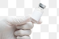 Png medicine glass vial in scientist&#39;s hand mockup