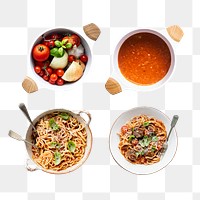 Png homemade healthy pasta ingredients and menu set