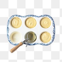 Png cupcake tray with mixture flatlay