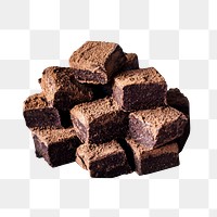 Png chocolate ganache truffle squares dusted with cacao powder
