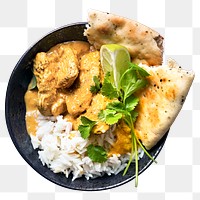 Png butter chicken Indian curry with rice food photography