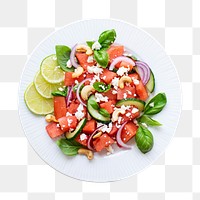 Png watermelon salad with basil, mint, red onion, cucumber and cashew nuts